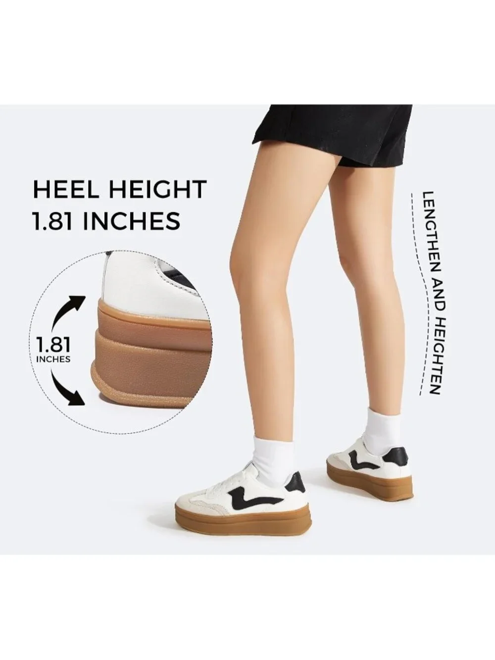 🆕Women's White Black Platform Fashion Sneakers Thick Sole Casual Walking Shoes